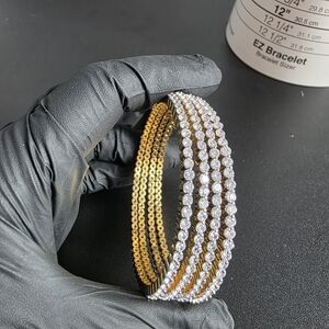 Watch Gold / Gold Diamond Simulant Bangle Bracelet Set